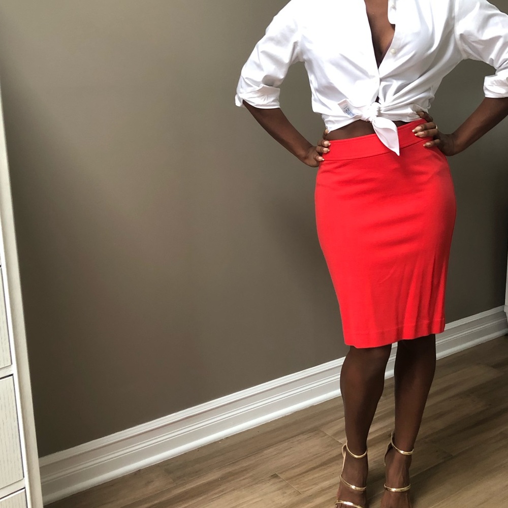 Tangerine pencil skirt